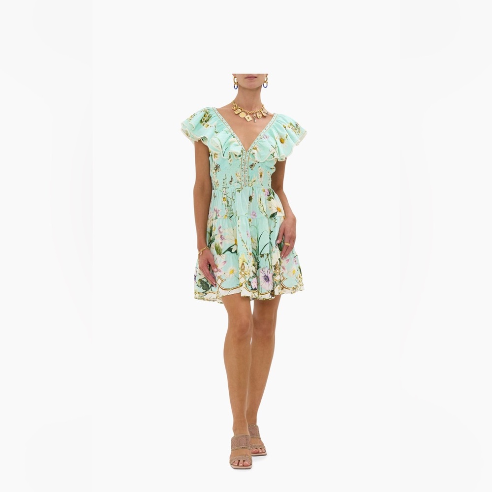Camilla Floral Freefall Mint Green Dress